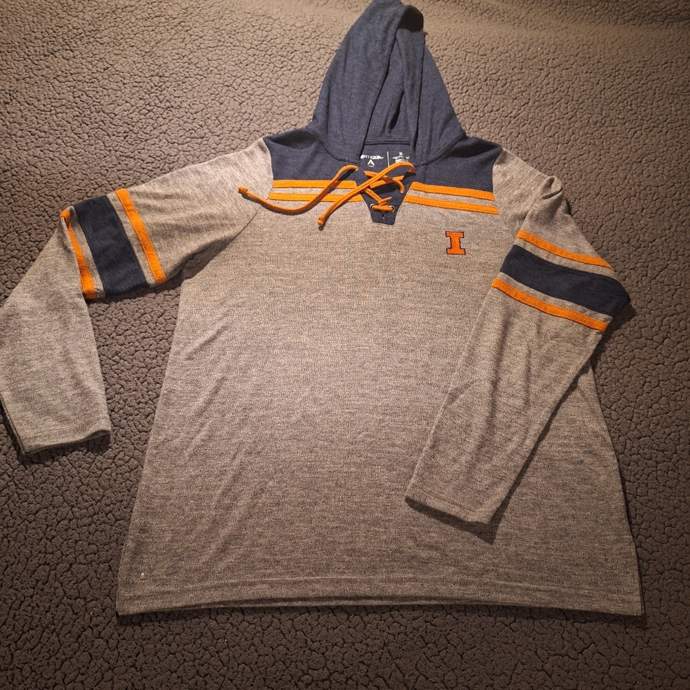 Antigua Womens Illini U Of I Lace Up Long Sleeve Shirt Sweatshirt Illinois XL